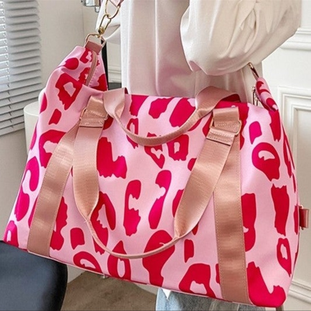 Stylish Pink Leopard Print Women's Bag